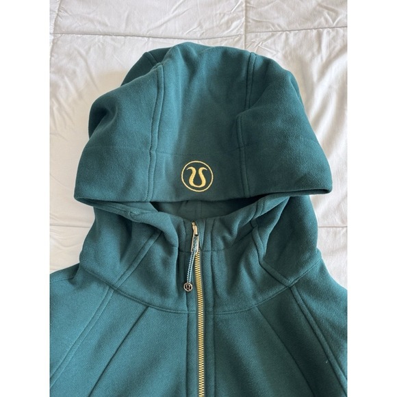 New Lululemon Scuba Full Zip Cropped Hoodie Size 14 Storm Teal/ Gold Sweatshirt - Picture 7 of 9